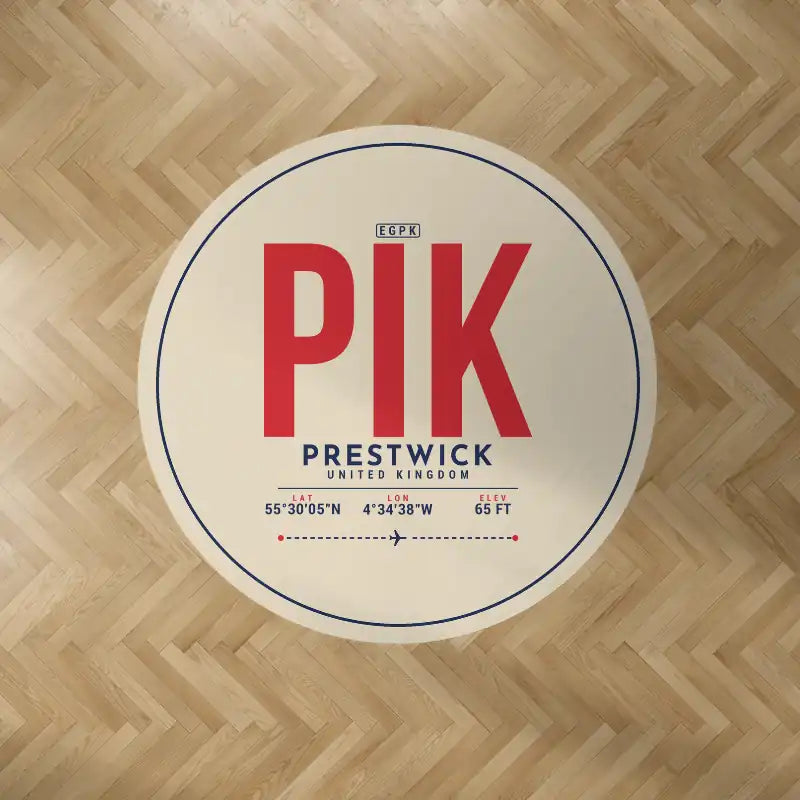 Glasgow Prestwick Airport (PIK) Carpets - Carpet Round - ID Tag - Beige