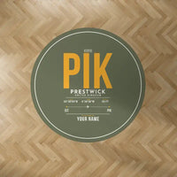 Thumbnail for Glasgow Prestwick Airport (PIK) Carpets - Carpet Round - ID Tag + Name - Green Army