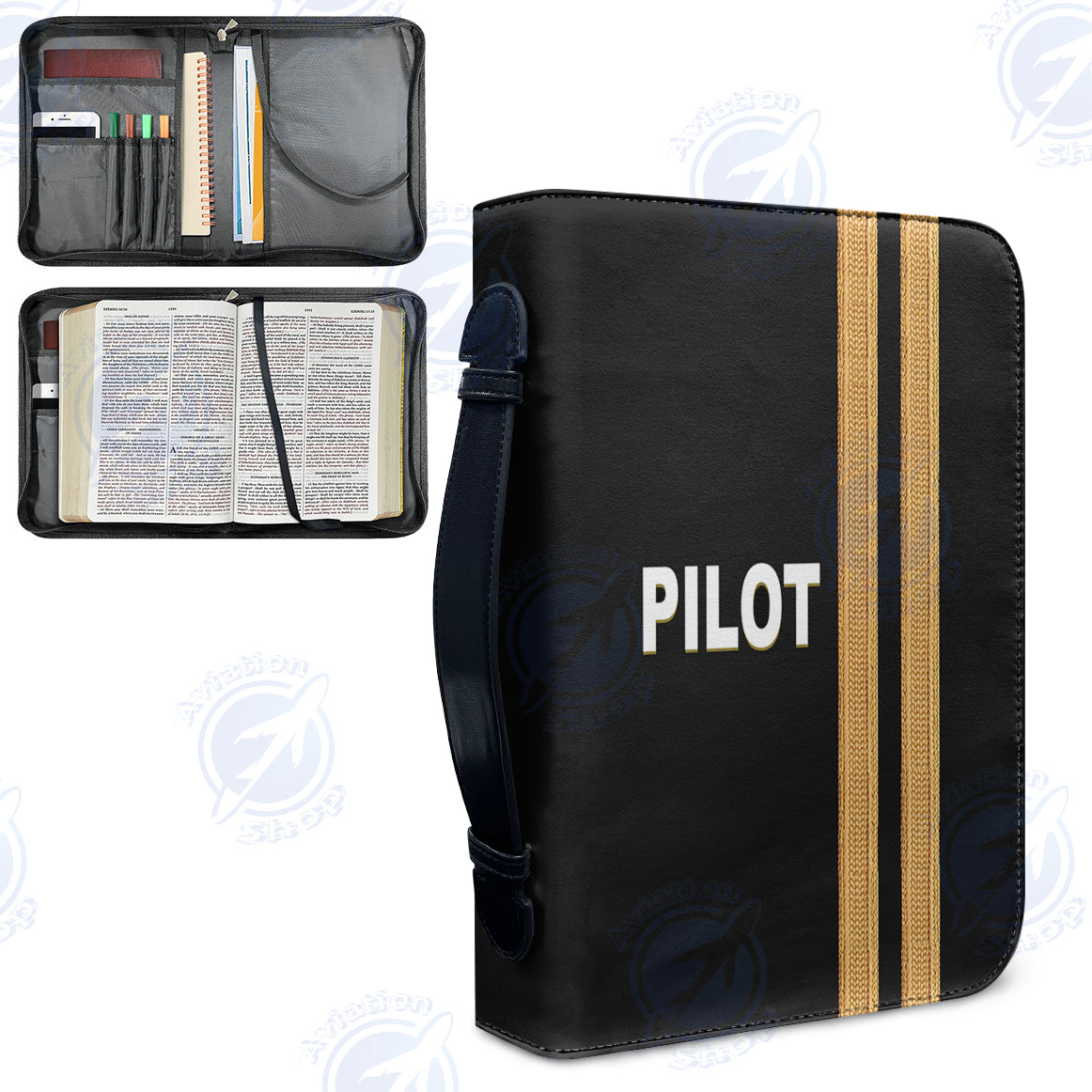 PILOT & Epaulettes 2 Lines Designed PU Accessories Bags