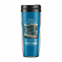 Thumbnail for Poitiers–Biard Airport (PIS) Travel Mugs - Poster + Name - Plastic (No Holder) - Light Blue