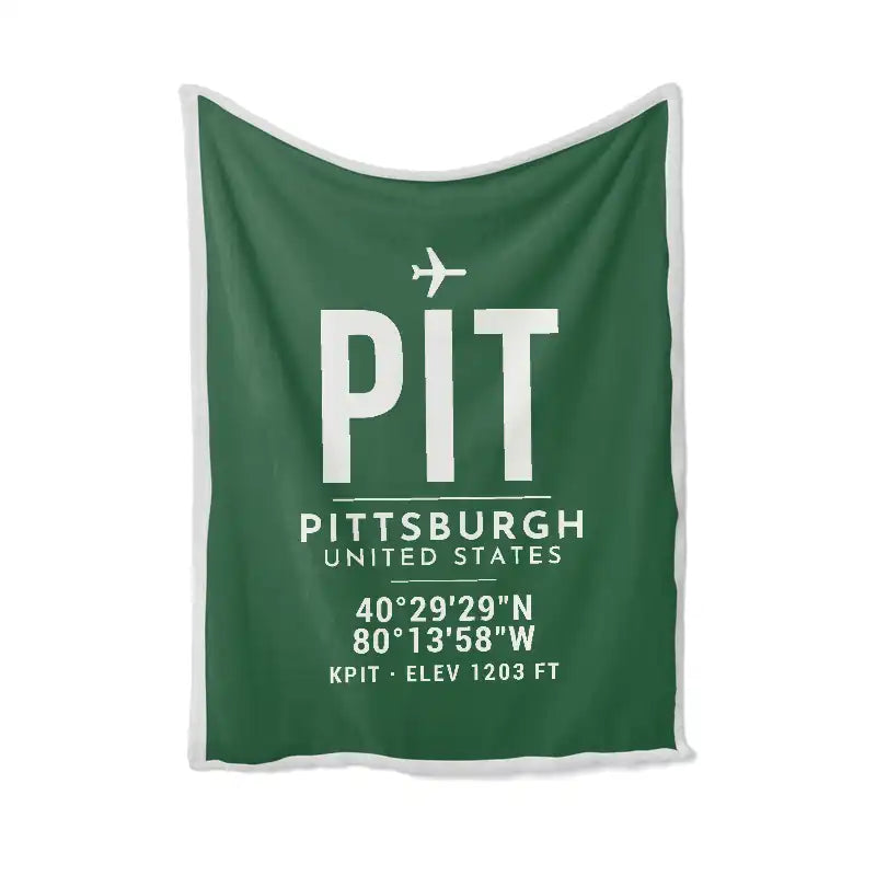 Pittsburgh International Airport (PIT) Bedding Sets & Blankets - Blanket - ID Tag - Green