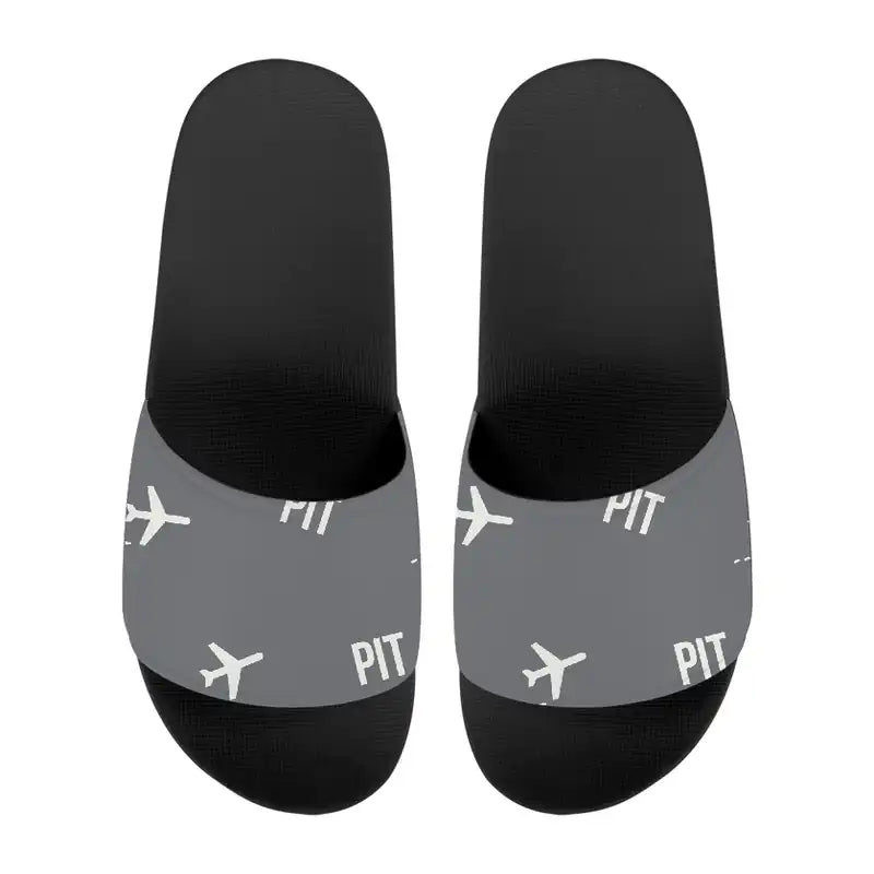 Pittsburgh International Airport (PIT) Slippers & Flip Flops - Slippers - Sport - Pattern - Gray