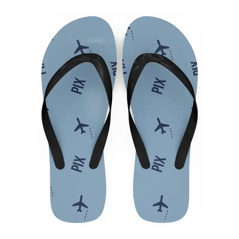 Pico Airport (PIX) Slippers & Flip Flops - Slippers - Flip Flops - Pattern - Light Blue