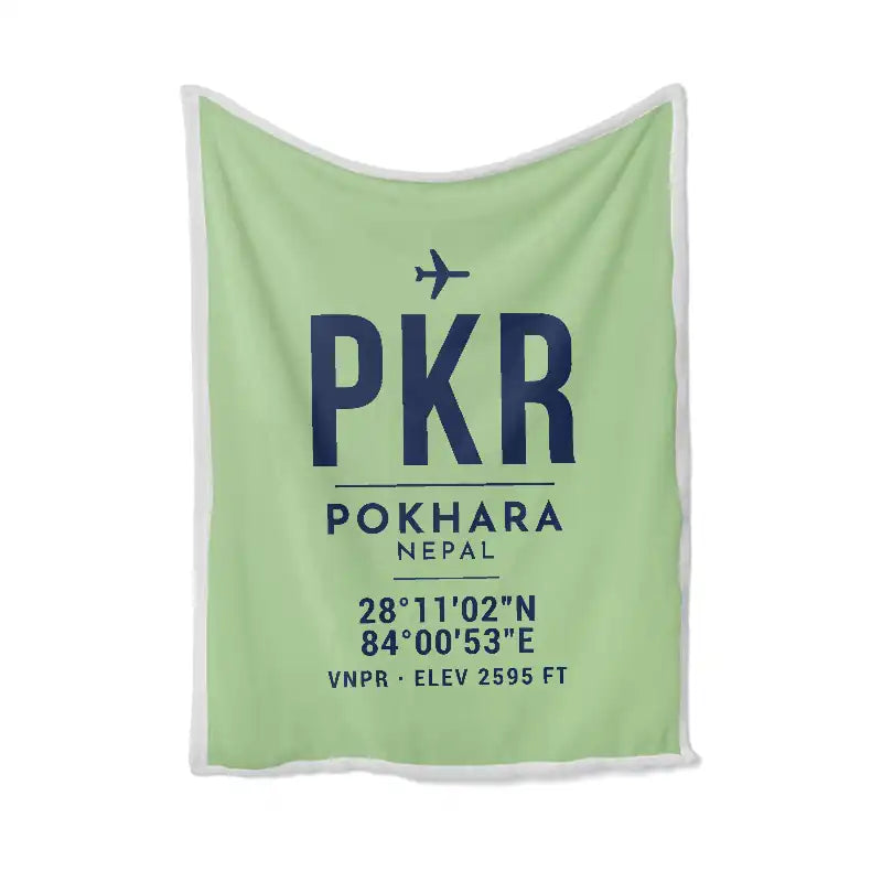 Pokhara International Airport (PKR) Bedding Sets & Blankets - Blanket - ID Tag - Light Green