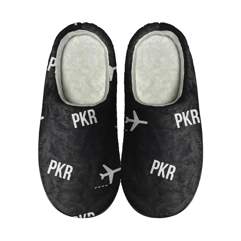 Pokhara International Airport (PKR) Slippers & Flip Flops - Slippers - Cotton - Pattern - Black