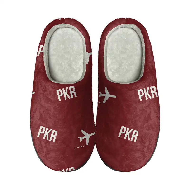 Pokhara International Airport (PKR) Slippers & Flip Flops - Slippers - Cotton - Pattern - Dark Red