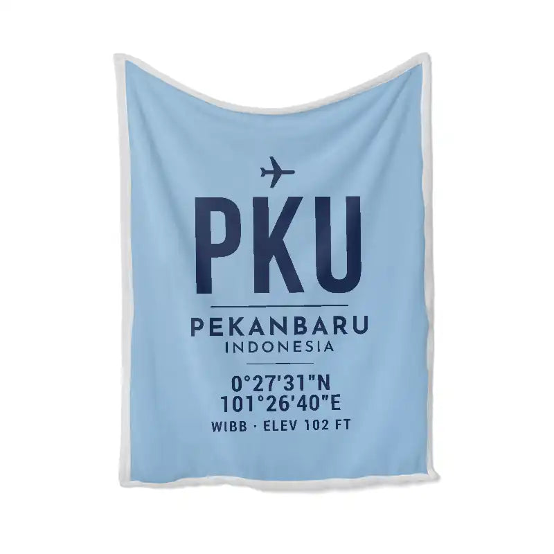 Sultan Syarif Kasim II International Airport (PKU) Bedding Sets & Blankets - Blanket - ID Tag - Light Blue