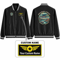 Thumbnail for Sultan Syarif Kasim II International Airport (PKU) Stylish Jackets - Baseball Collar - Badge + Name - Black
