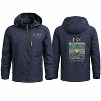 Thumbnail for Beijing Daxing International Airport (PKX) Stylish Jackets - Hooded Windbreaker - Poster - Navy Blue