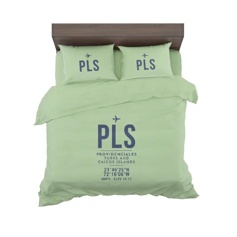 Providenciales International Airport (PLS) Bedding Sets & Blankets - Bedding Set - ID Tag - Light Green