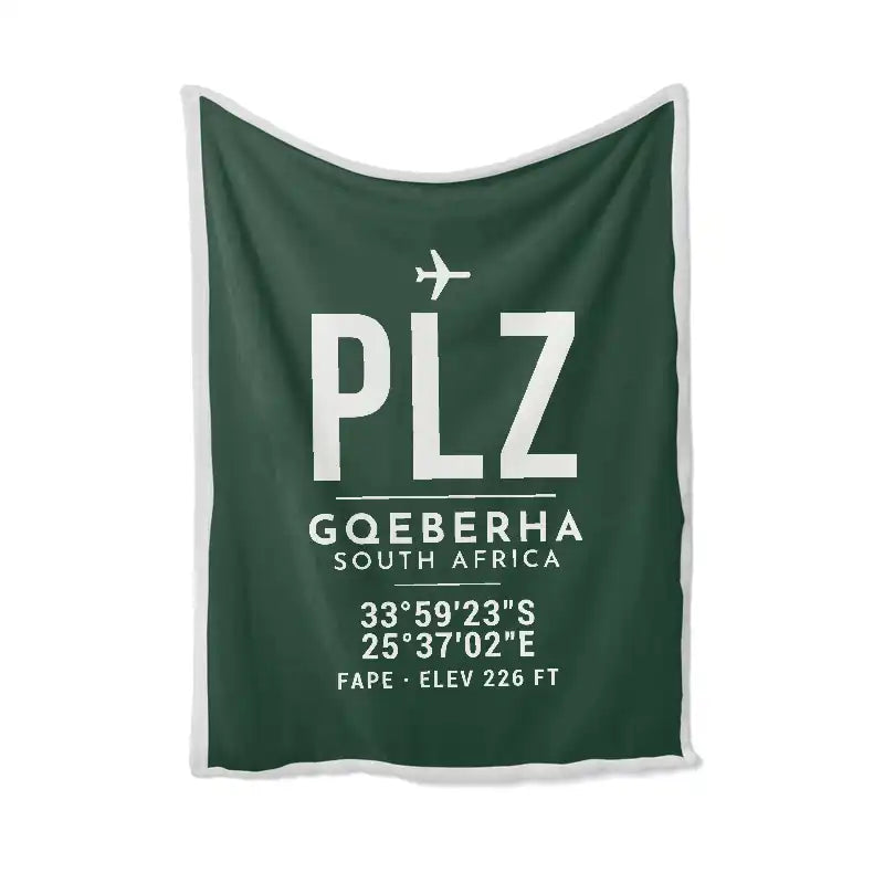 Gqeberha Chief Dawid Stuurman International Airport (PLZ) Bedding Sets & Blankets - Blanket - ID Tag - Dark Green