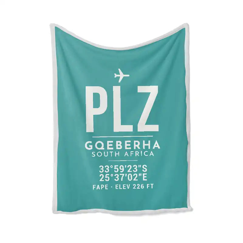 Gqeberha Chief Dawid Stuurman International Airport (PLZ) Bedding Sets & Blankets - Blanket - ID Tag - Turquoise