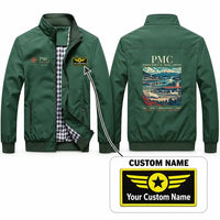 Thumbnail for Puerto Montt El Tepual International Airport (PMC) Stylish Jackets - Stand Collar - Poster + Name - Green