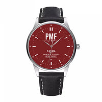 Thumbnail for Parma Airport (PMF) Aviator Watches - Classic - Dark Red - Leather Strap - Black Leather Strap
