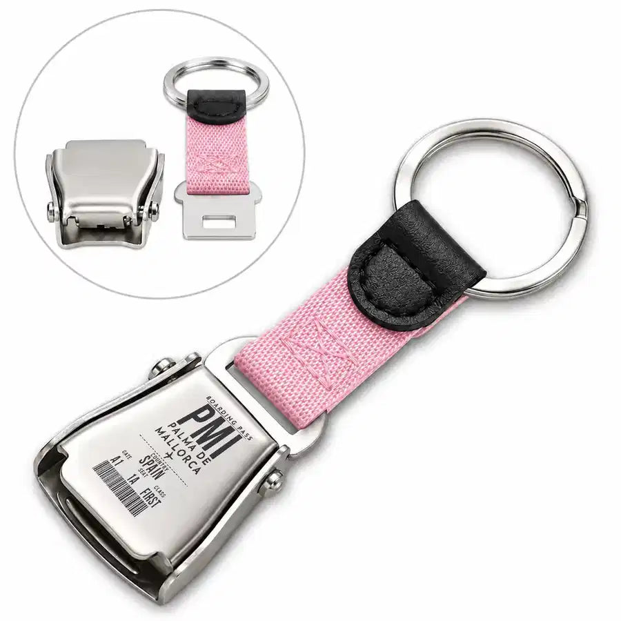 PMI - Seat Belt Key Chain - Boarding Pass Style - Pink