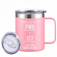Thumbnail for Palermo Falcone Borsellino International Airport (PMO) Stainless Steel Mugs - Customizable Boarding Pass - Stainless Steel Mug - 14 oz / 400ML - Pink