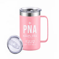 Thumbnail for Pamplona Airport (PNA) Stainless Steel Mugs - ID Tag - Stainless Steel Mug - 24 oz / 700ML - Pink