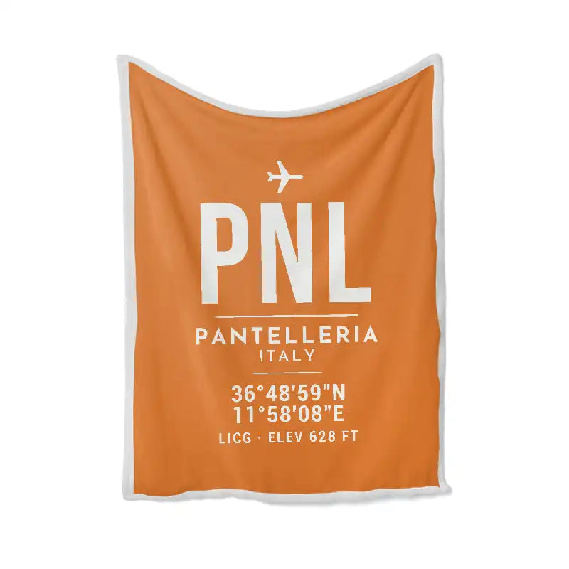 Pantelleria Airport (PNL) Bedding Sets & Blankets - Blanket - ID Tag - Orange