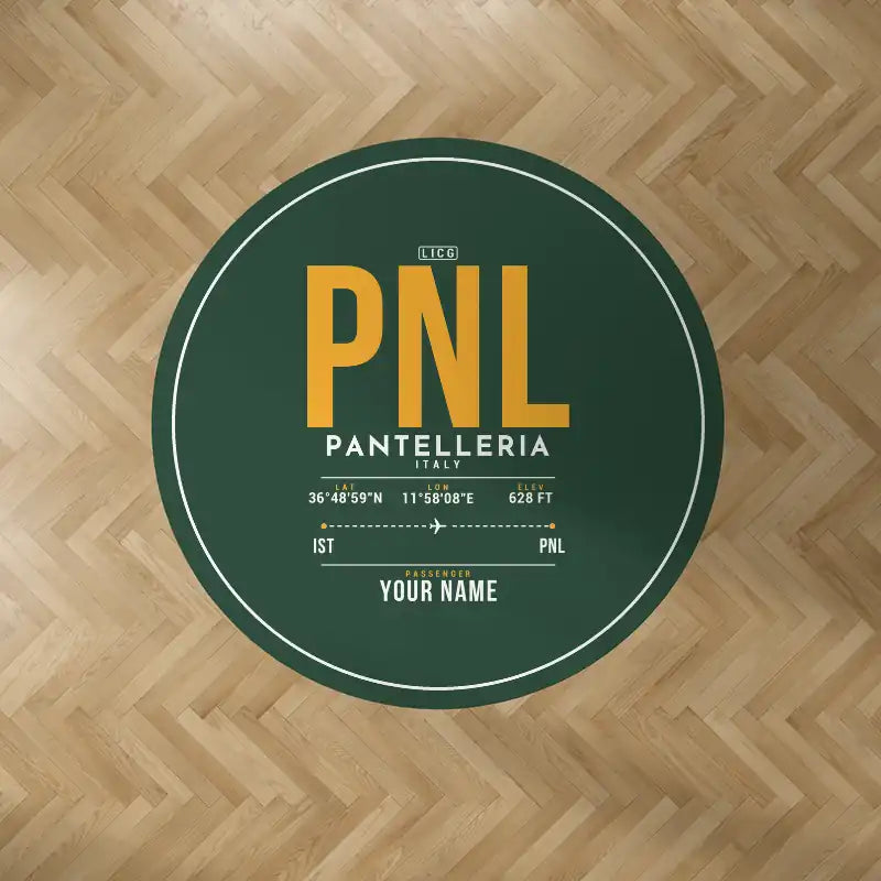 Pantelleria Airport (PNL) Carpets - Carpet Round - ID Tag + Name - Dark Green
