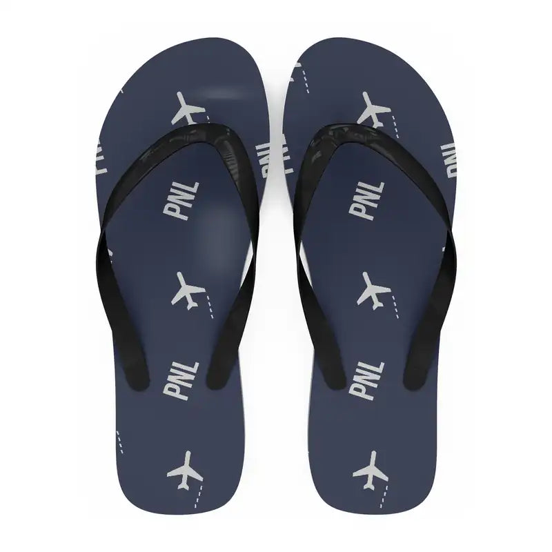 Pantelleria Airport (PNL) Slippers & Flip Flops - Slippers - Flip Flops - Pattern - Navy Blue