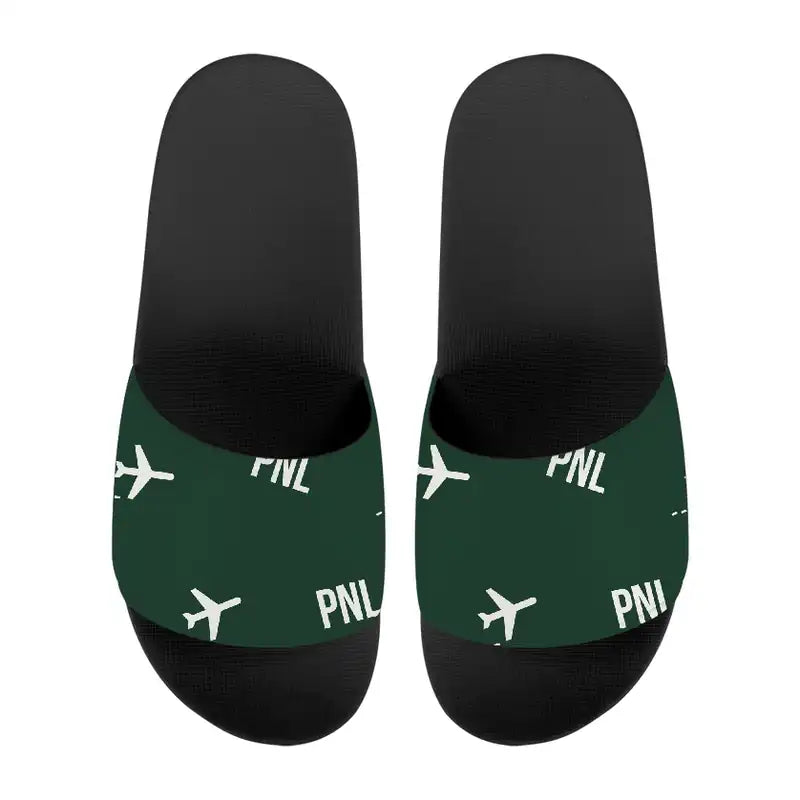Pantelleria Airport (PNL) Slippers & Flip Flops - Slippers - Sport - Pattern - Dark Green