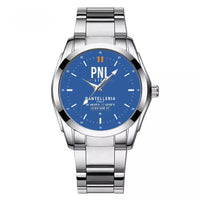 Thumbnail for Pantelleria Airport (PNL) Aviator Watches - Classic - Blue - Stainless Steel Band - For Men