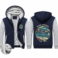Thumbnail for Pune Airport (PNQ) Zipped Sweatshirts - Badge - Navy & Gray