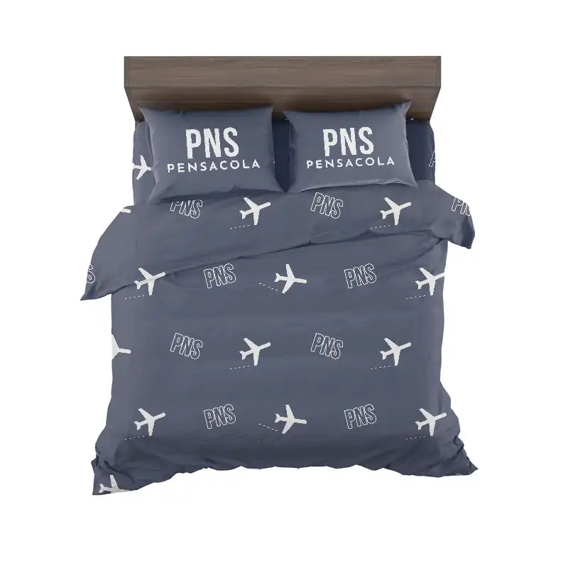 Pensacola International Airport (PNS) Bedding Sets & Blankets - Bedding Set - Pattern - Navy Blue