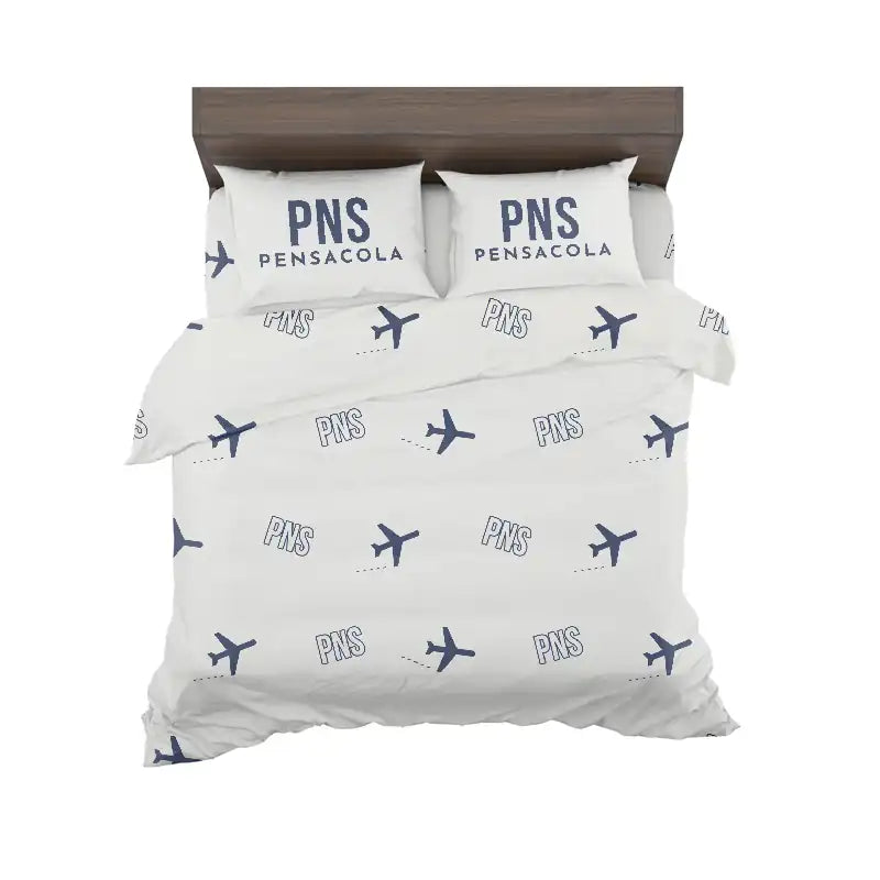 Pensacola International Airport (PNS) Bedding Sets & Blankets - Bedding Set - Pattern - White