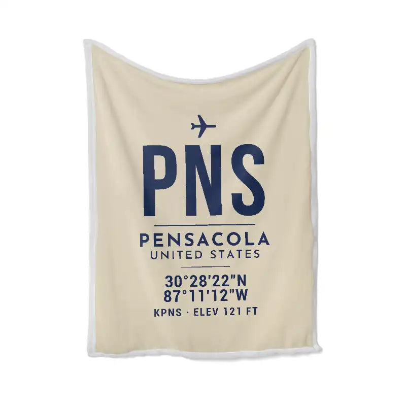 Pensacola International Airport (PNS) Bedding Sets & Blankets - Blanket - ID Tag - Beige