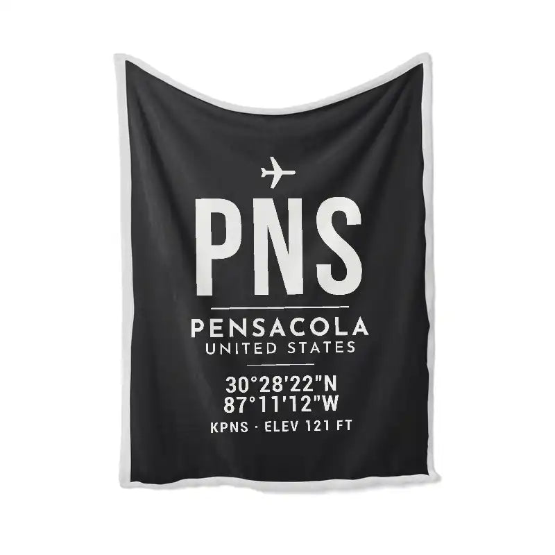 Pensacola International Airport (PNS) Bedding Sets & Blankets - Blanket - ID Tag - Black
