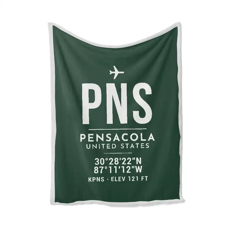 Pensacola International Airport (PNS) Bedding Sets & Blankets - Blanket - ID Tag - Dark Green