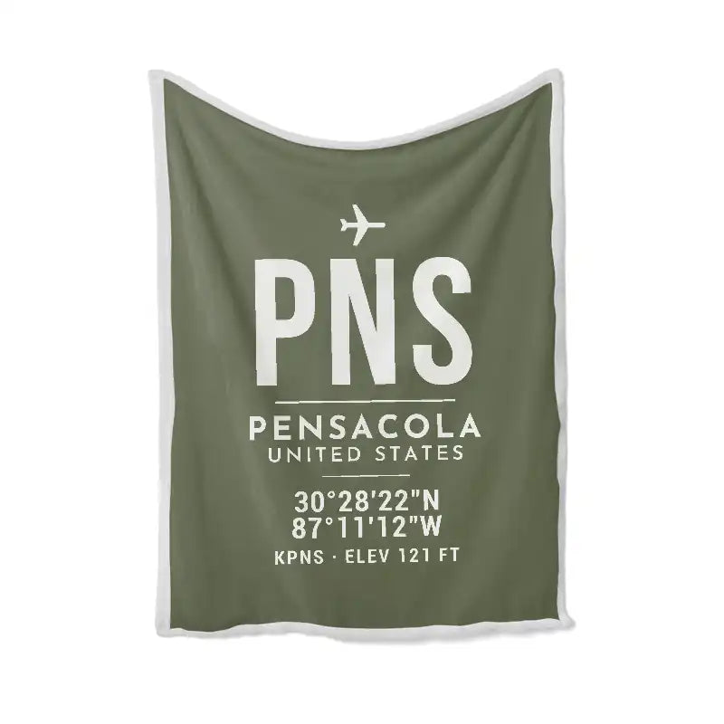 Pensacola International Airport (PNS) Bedding Sets & Blankets - Blanket - ID Tag - Green Army