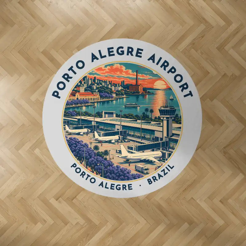 Porto Alegre - Salgado Filho International Airport (POA) Carpets - Carpet Round - Badge - Light Gray