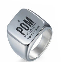 Thumbnail for Port Moresby International Airport (POM) Rings - Ring - Silver + Name