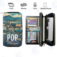 Thumbnail for Gregorio Luperón International Airport (POP) Leather Wallets - Zip Long Wallet - Scene + Name