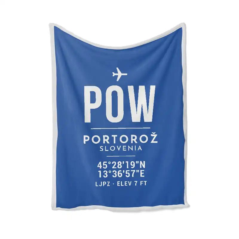 Portorož Airport (POW) Bedding Sets & Blankets - Blanket - ID Tag - Blue