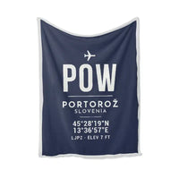 Thumbnail for Portorož Airport (POW) Bedding Sets & Blankets - Blanket - ID Tag - Navy Blue