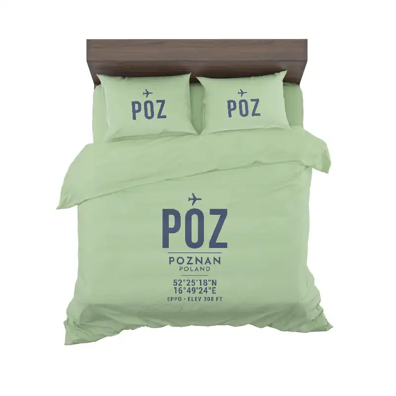 Poznan - awica Henryk Wieniawski Airport (POZ) Bedding Sets & Blankets - Bedding Set - ID Tag - Light Green
