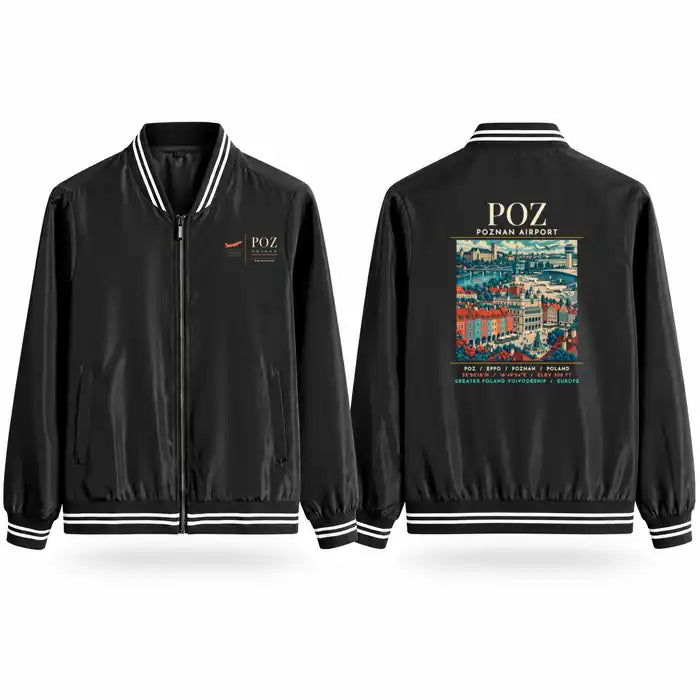 Poznan (POZ) Stylish Jackets - Baseball Collar - Poster - Black