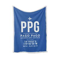Thumbnail for Pago Pago International Airport (PPG) Bedding Sets & Blankets - Blanket - ID Tag - Blue