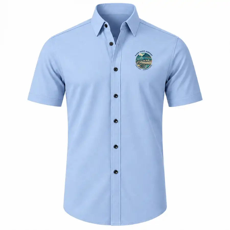 Pago Pago International Airport (PPG) Shirts - Short Sleeve Shirt - Badge - Light Blue