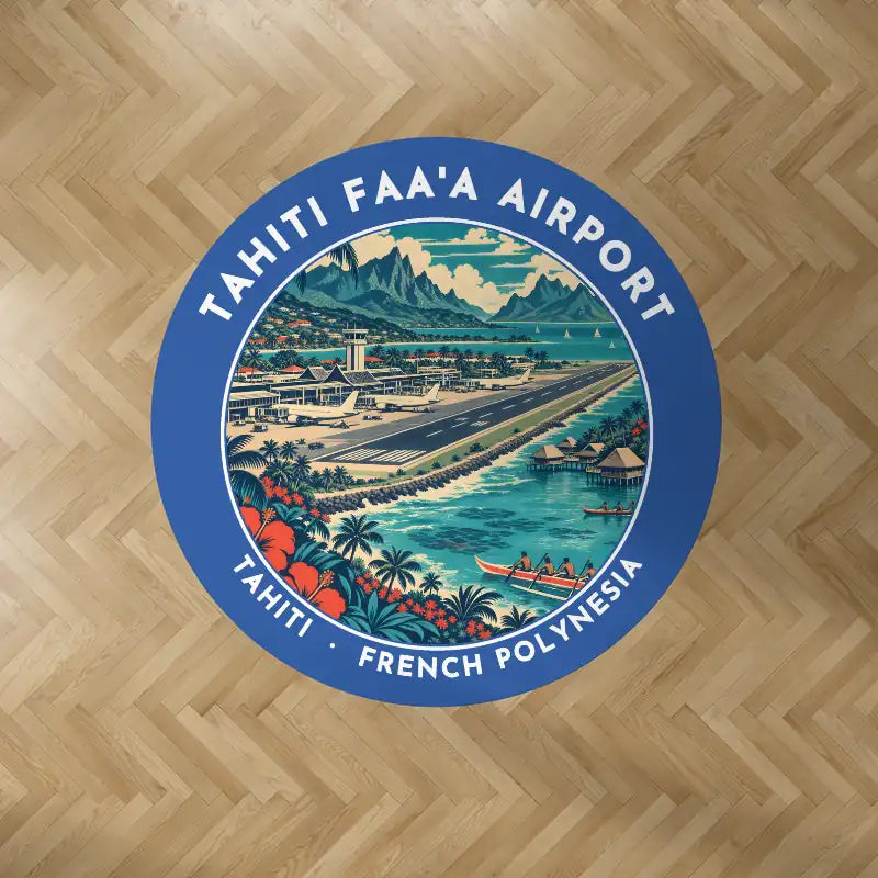 Tahiti Faa'a Airport (PPT) Carpets - Carpet Round - Badge - Blue