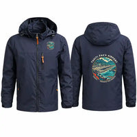 Thumbnail for Tahiti Faa'a Airport (PPT) Stylish Jackets - Hooded Windbreaker - Badge - Navy Blue