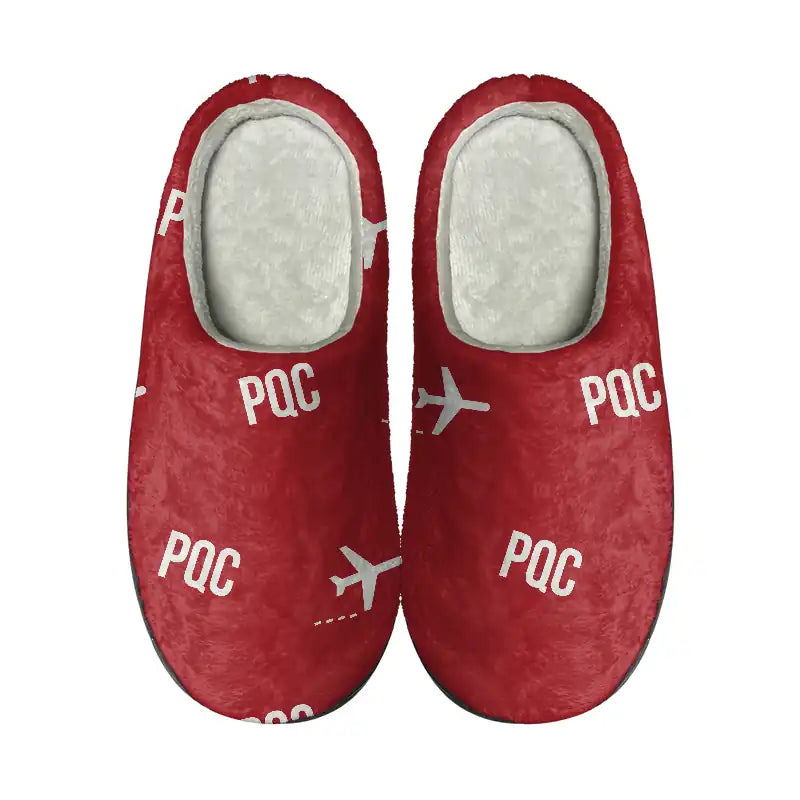 Phu Quoc International Airport (PQC) Slippers & Flip Flops - Slippers - Cotton - Pattern - Red