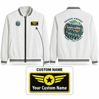 Thumbnail for Václav Havel Airport Prague (PRG) Stylish Jackets - Baseball Collar - Badge + Name - White