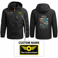 Thumbnail for Phrae Airport (PRH) Stylish Jackets - Hooded Windbreaker - Poster + Name - Black