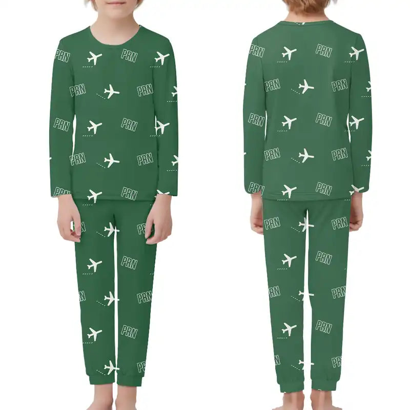 Prishtina International Airport Adem Jashari (PRN) Pajamas - Children Pajamas - Green