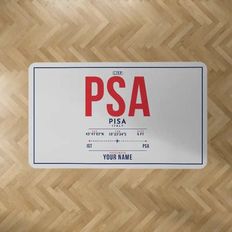 Pisa Airport Galileo Galilei (PSA) Carpets - Carpet Rectangle - ID Tag + Name - Light Gray