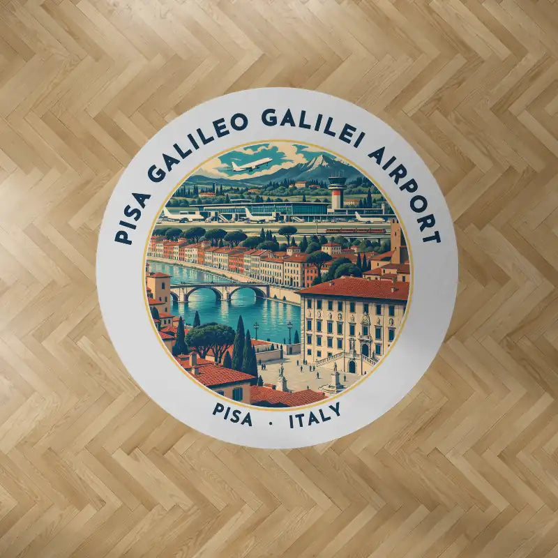 Pisa Airport Galileo Galilei (PSA) Carpets - Carpet Round - Badge - Light Gray